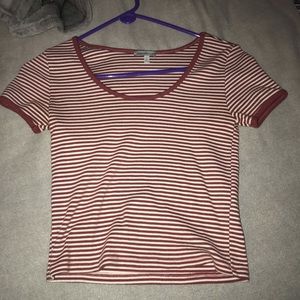 Maroon Striped Crop Top